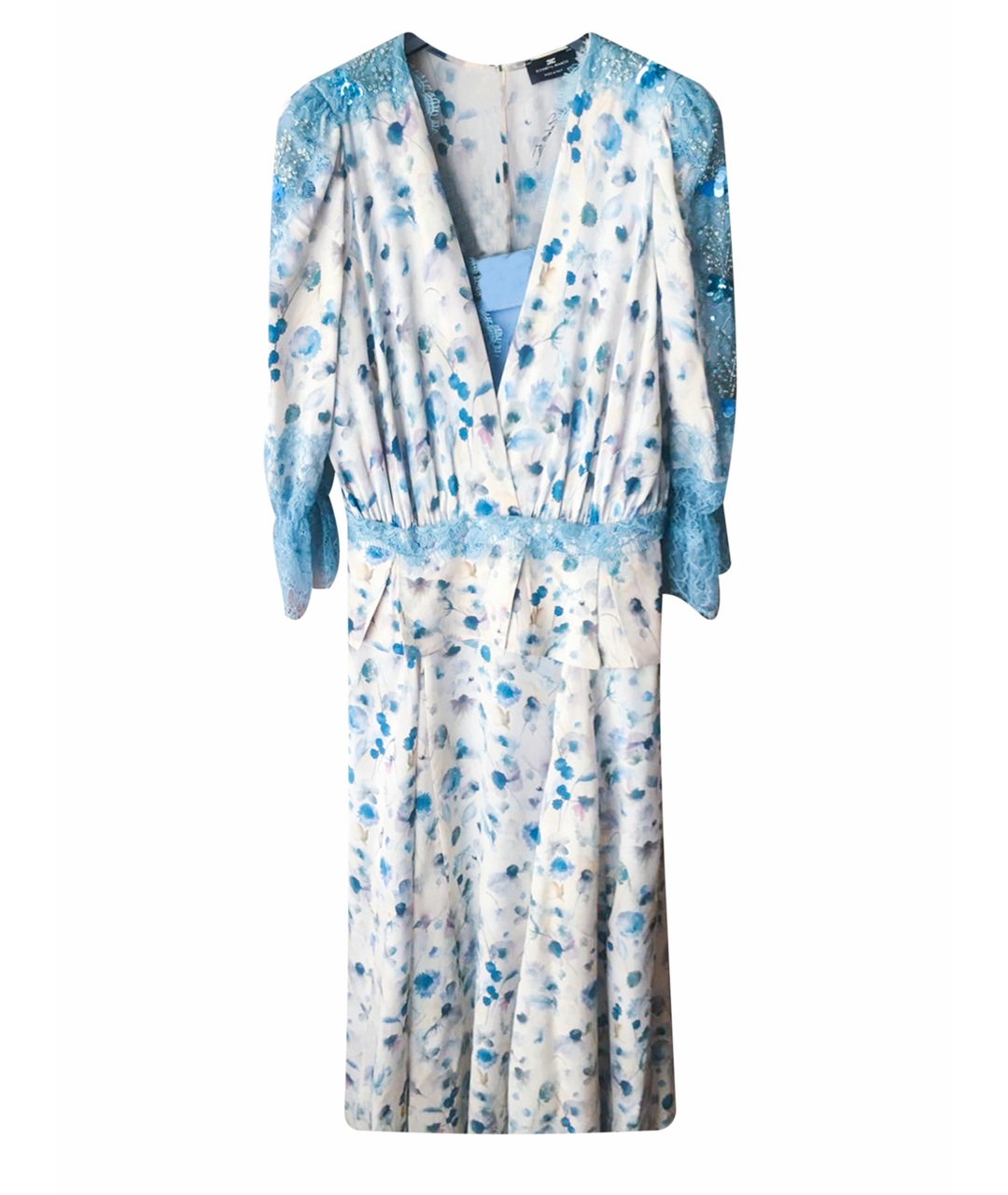 ELISABETTA FRANCHI Голубое шифоновое вечернее платье, фото 1