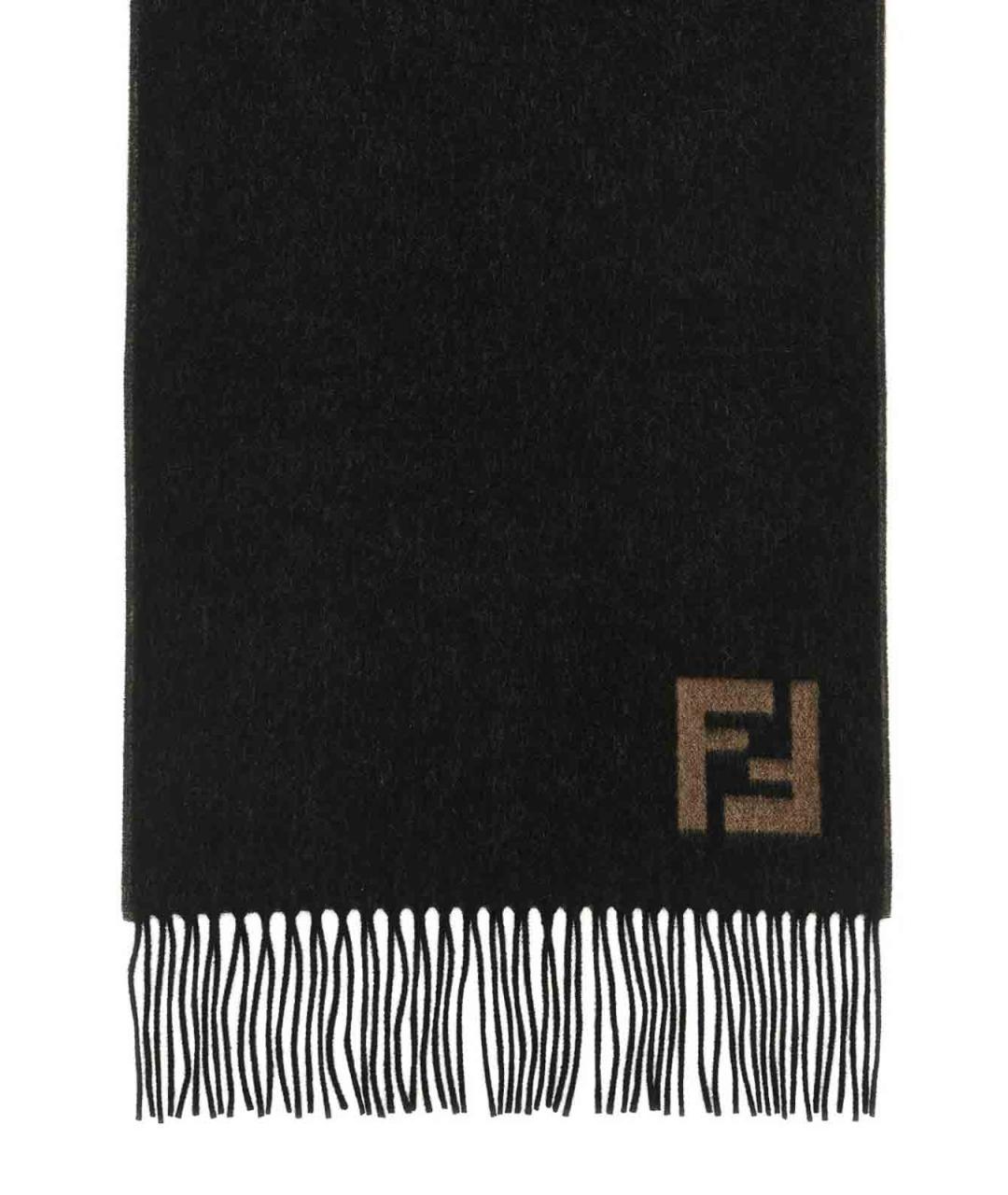 FENDI Коричневый шерстяной шарф, фото 2