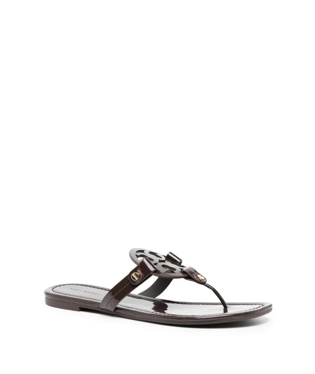 TORY BURCH Коричневые кожаные сандалии, фото 2