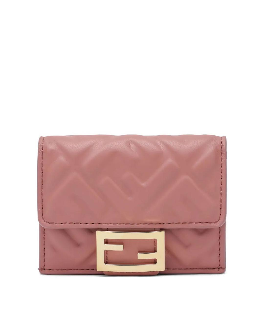 FENDI Розовый кожаный кошелек, фото 2