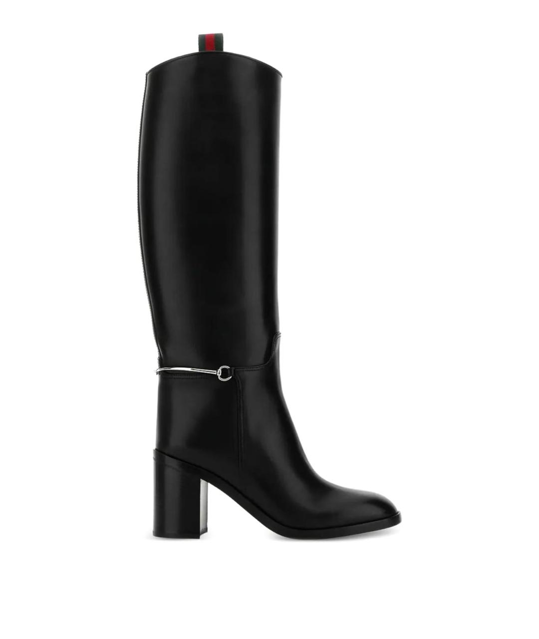 GUCCI Черные кожаные сапоги, фото 1
