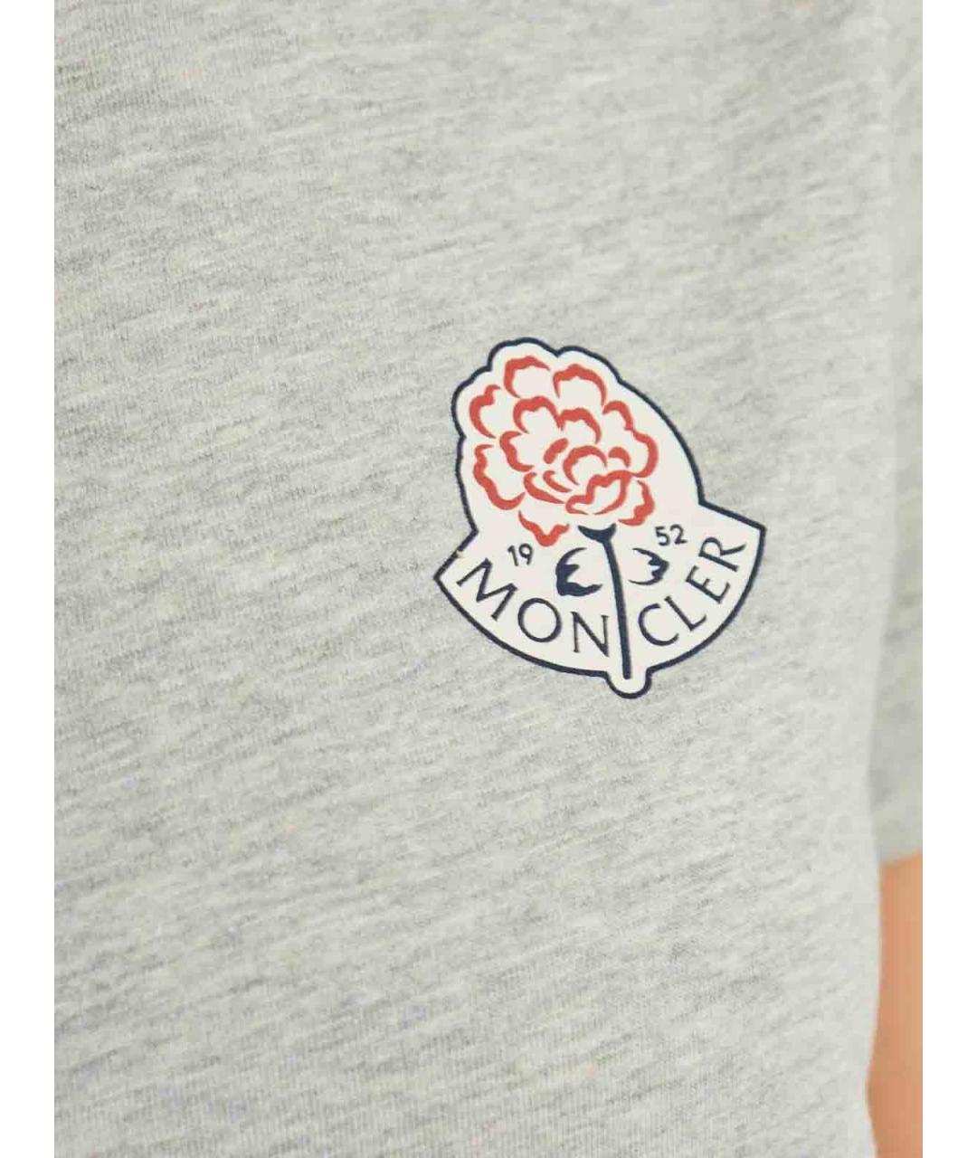 MONCLER Серая хлопковая футболка, фото 4