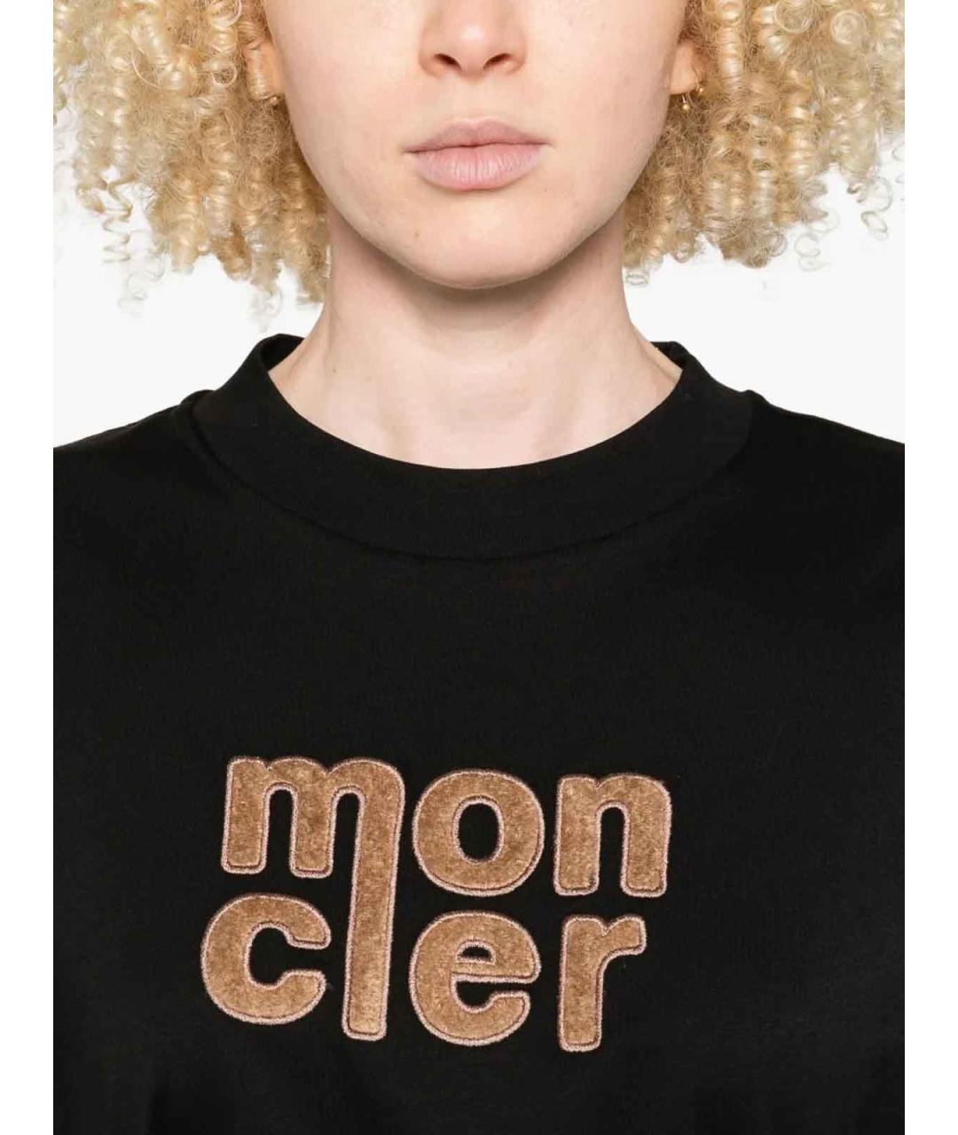 MONCLER Черная хлопковая футболка, фото 4