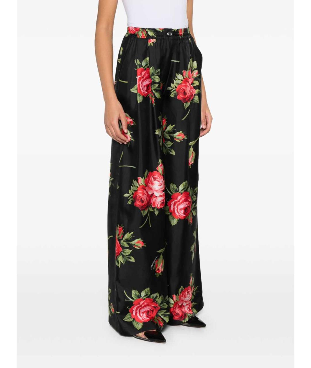 DOLCE&GABBANA Черные шелковые брюки широкие, фото 5