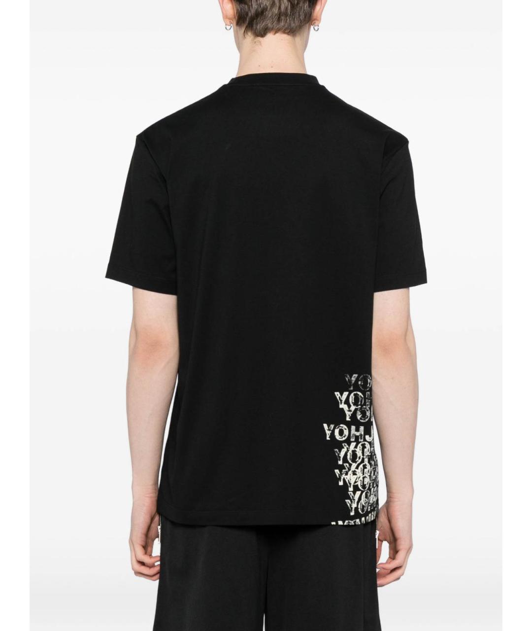 Y-3 Черная хлопковая футболка, фото 3
