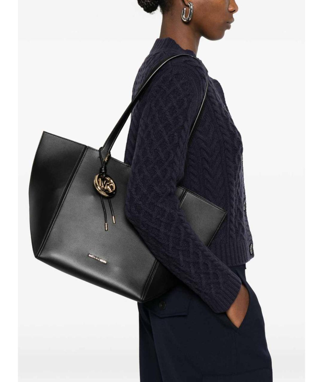 MICHAEL KORS Черная кожаная сумка тоут, фото 5