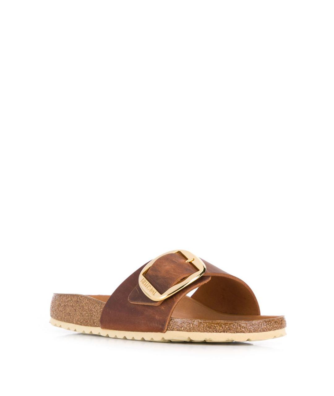 BIRKENSTOCK Коричневые кожаные шлепанцы, фото 2