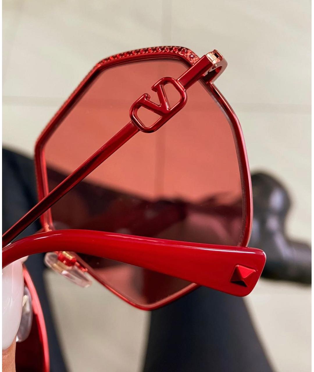 VALENTINO Красные металлические солнцезащитные очки, фото 5