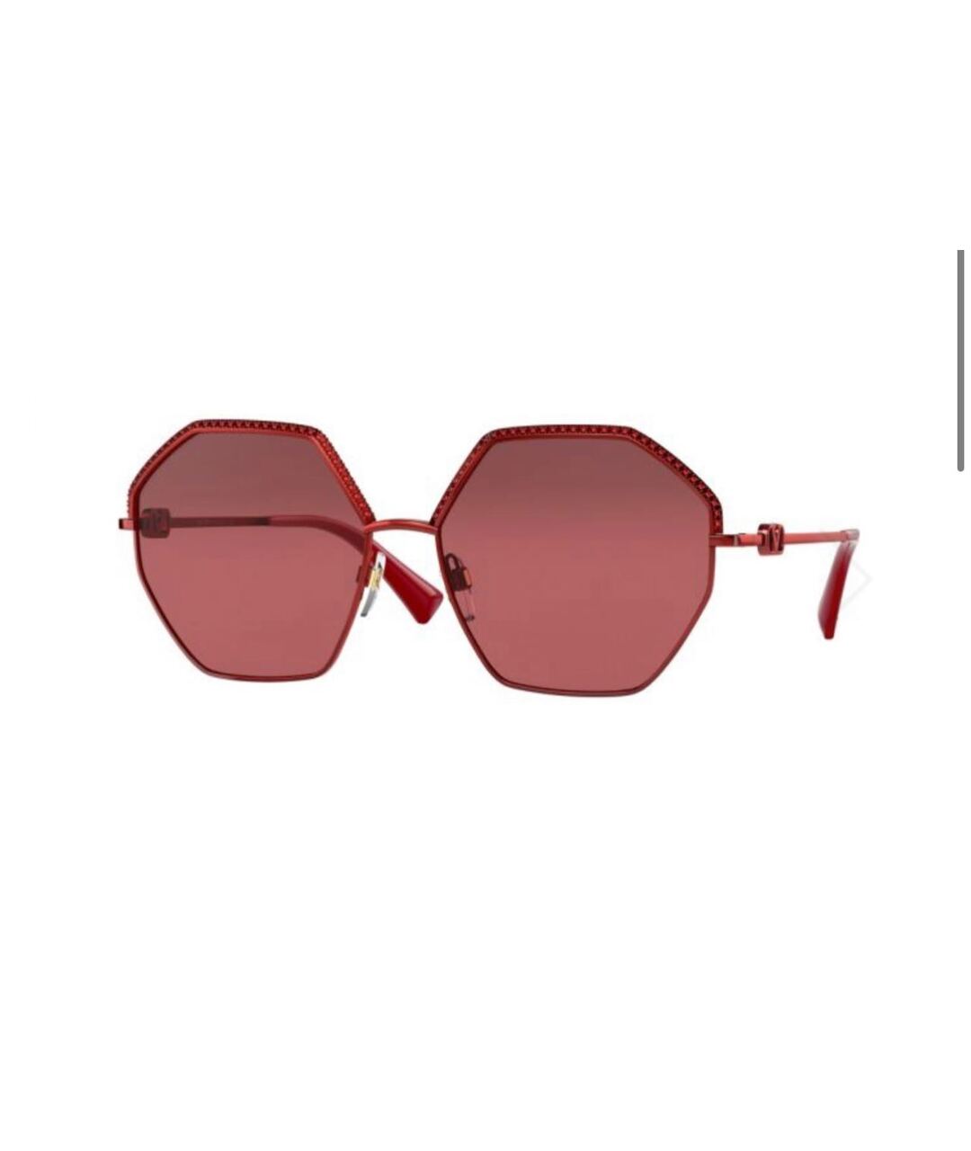 VALENTINO Красные металлические солнцезащитные очки, фото 4