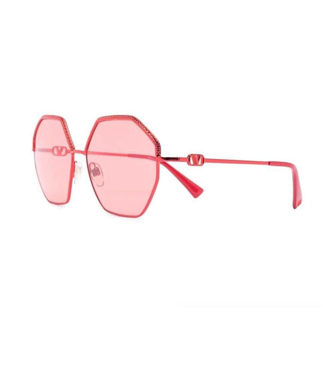 VALENTINO Красные металлические солнцезащитные очки, фото 2