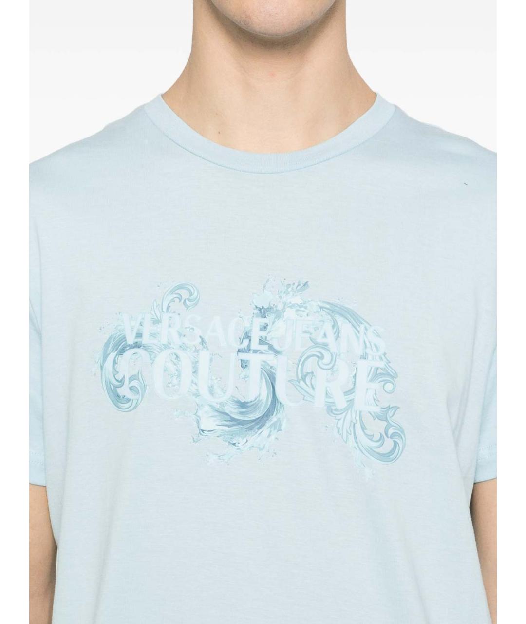 VERSACE JEANS COUTURE Голубая хлопковая футболка, фото 4