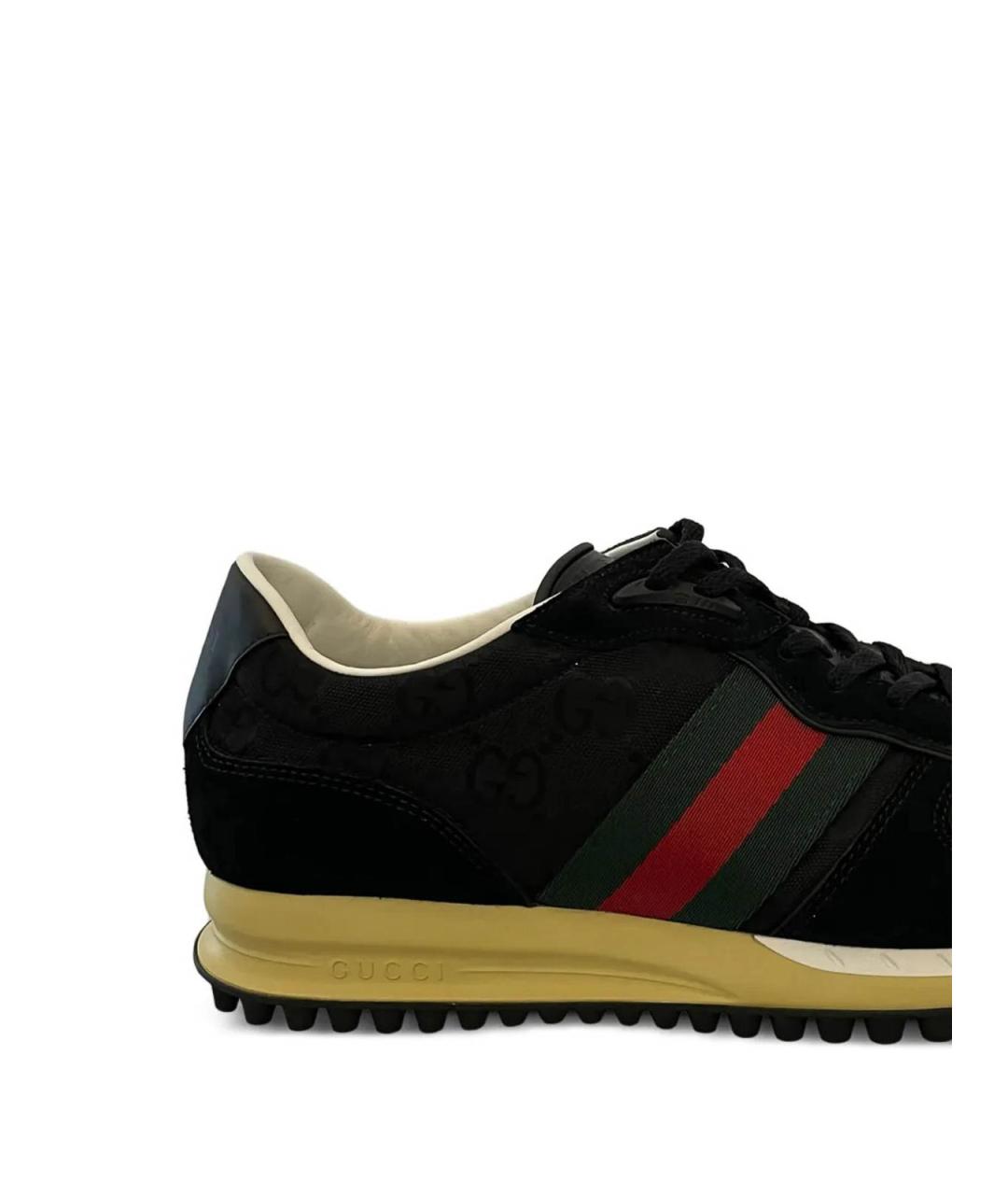 GUCCI Черные кожаные низкие кроссовки / кеды, фото 2