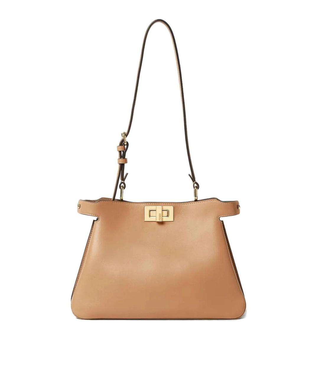 FENDI Бежевая кожаная сумка через плечо, фото 1