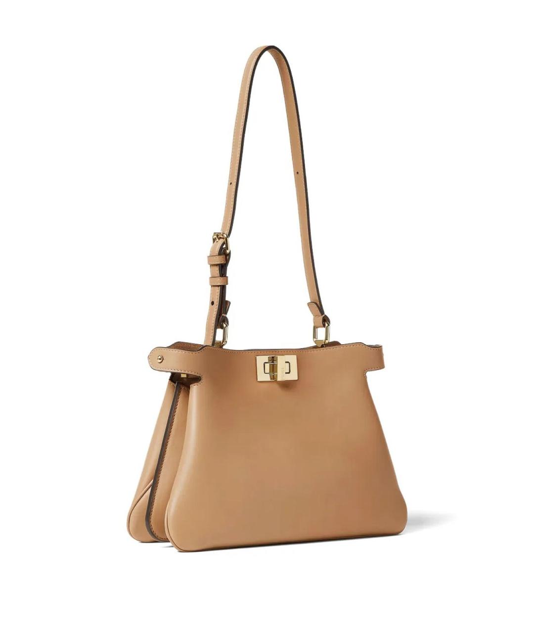 FENDI Бежевая кожаная сумка через плечо, фото 3