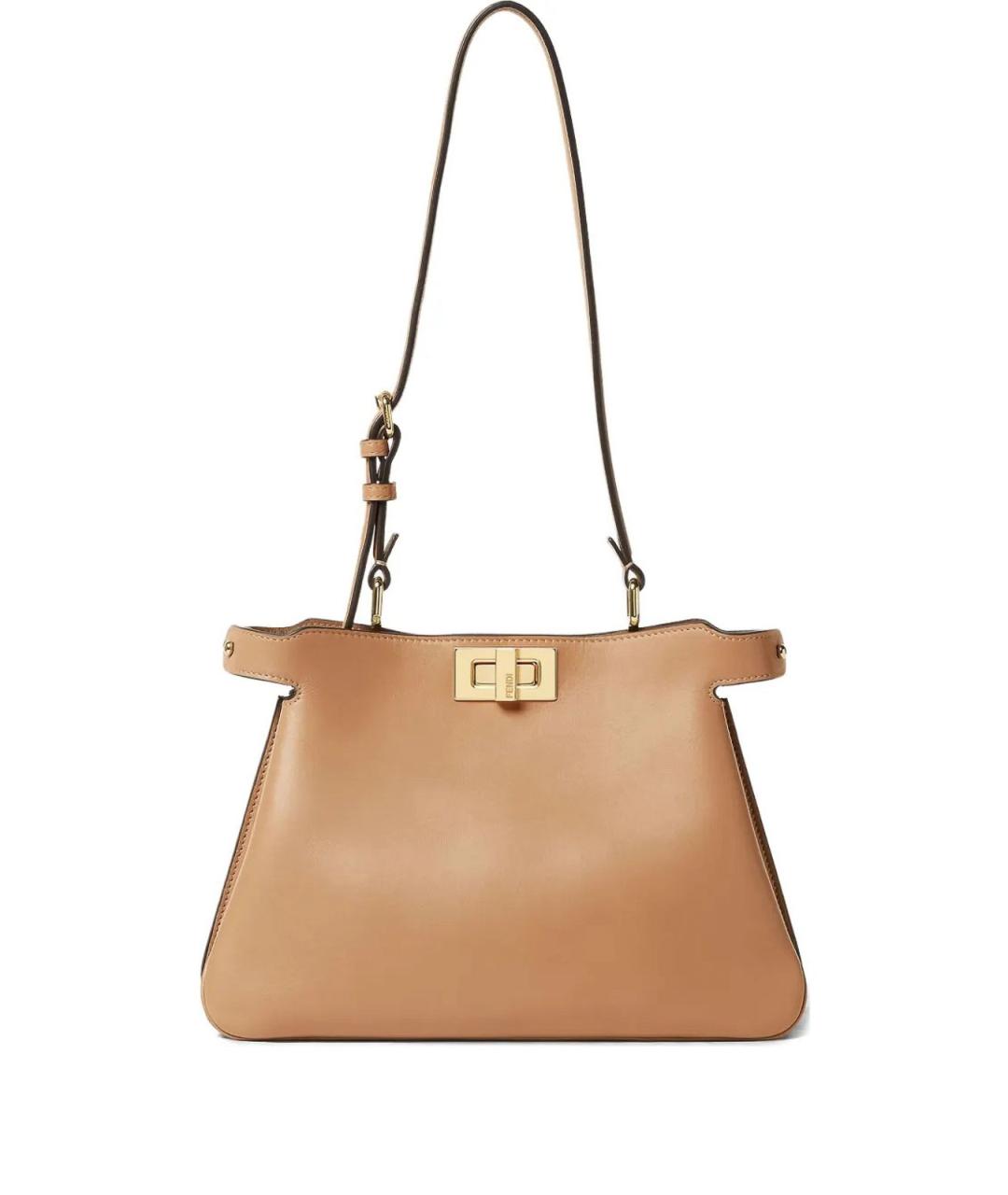 FENDI Бежевая кожаная сумка через плечо, фото 2