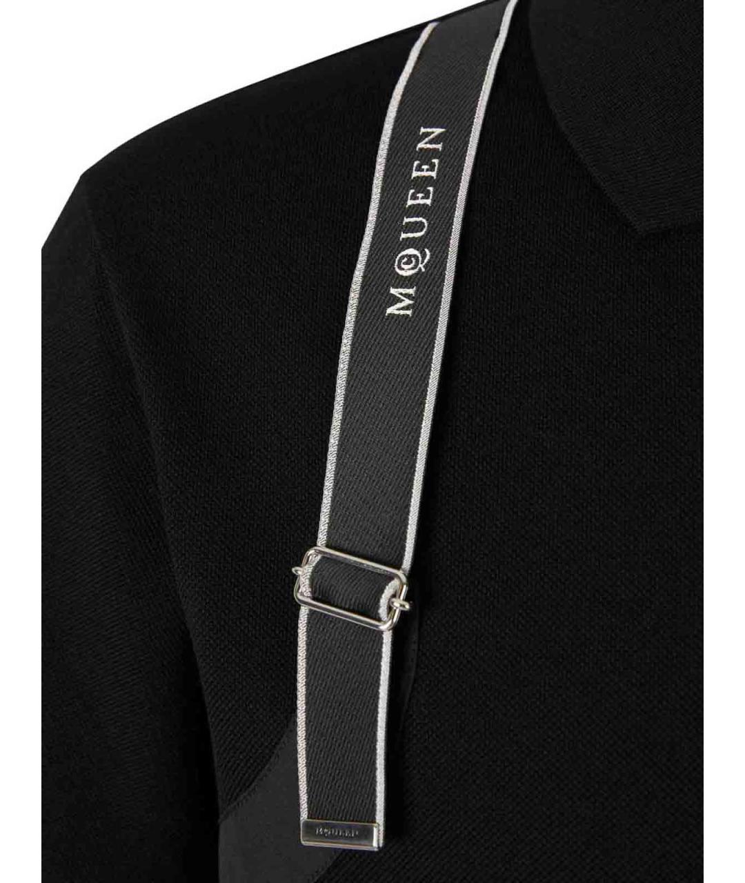 ALEXANDER MCQUEEN Черное хлопковое поло с коротким рукавом, фото 3