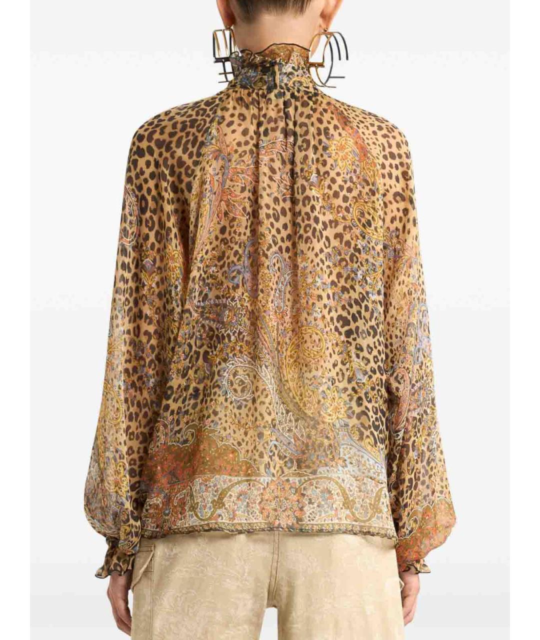 ETRO Коричневая шелковая блузы, фото 4