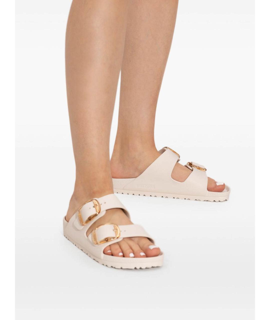 BIRKENSTOCK Белые кожаные шлепанцы, фото 4