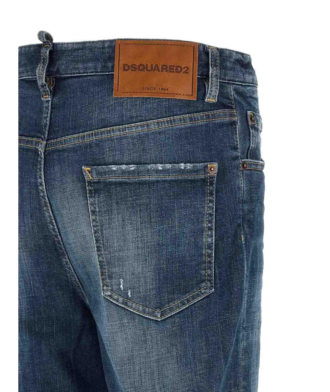 DSQUARED2 Синие хлопковые прямые джинсы, фото 3