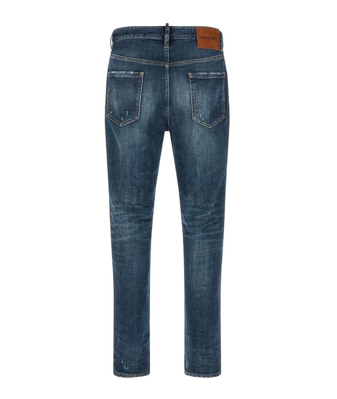 DSQUARED2 Синие хлопковые прямые джинсы, фото 4