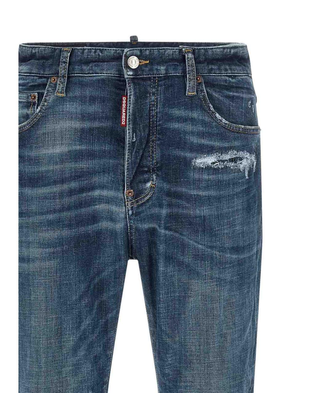 DSQUARED2 Синие хлопковые прямые джинсы, фото 2