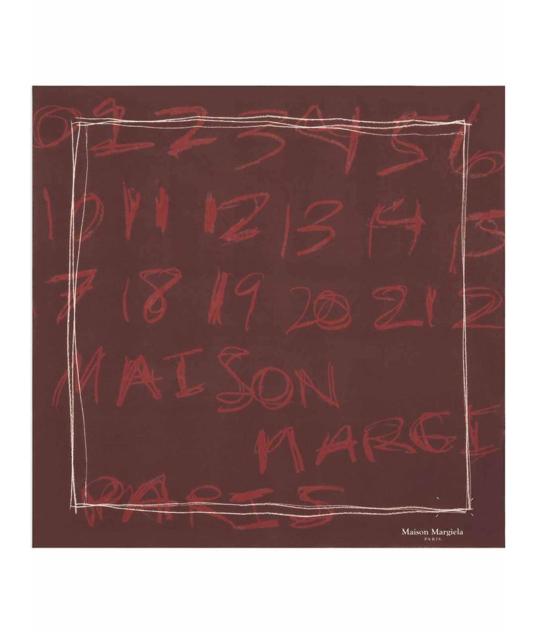MAISON MARGIELA Бордовый шелковый шарф, фото 2