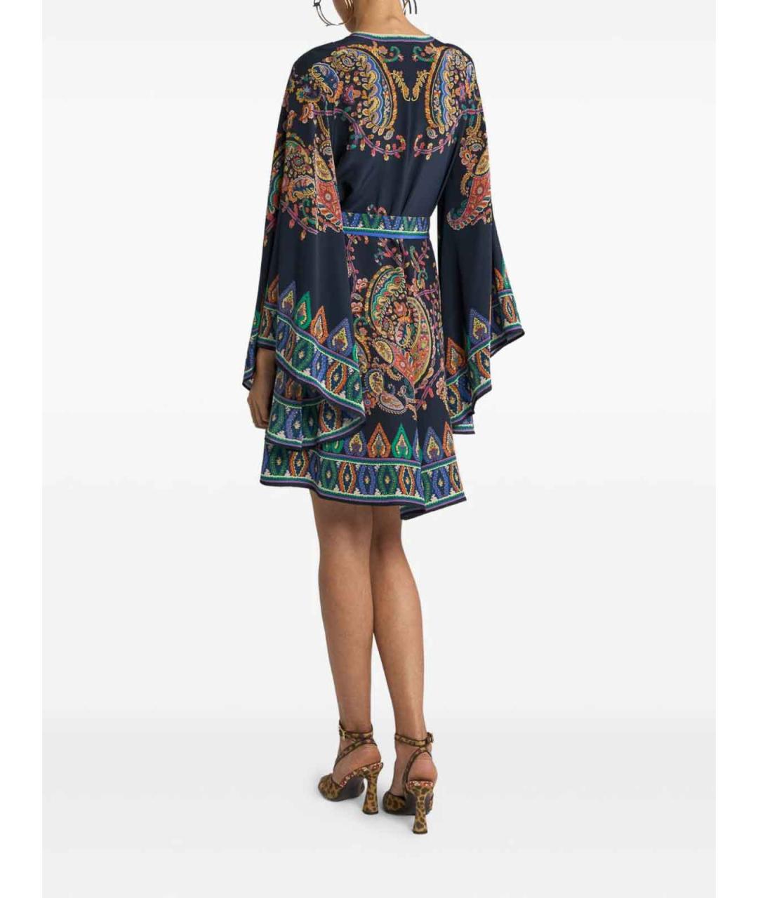 ETRO Синее шелковое повседневное платье, фото 4