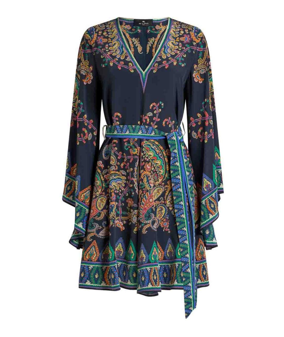 ETRO Синее шелковое повседневное платье, фото 1