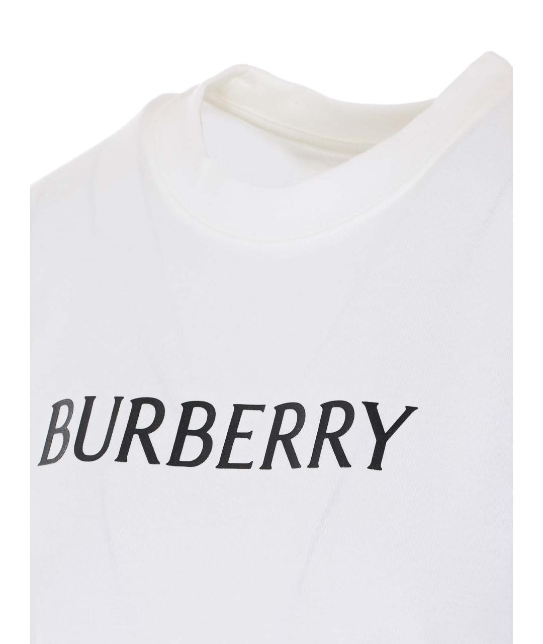 BURBERRY Белая хлопковая футболка, фото 3