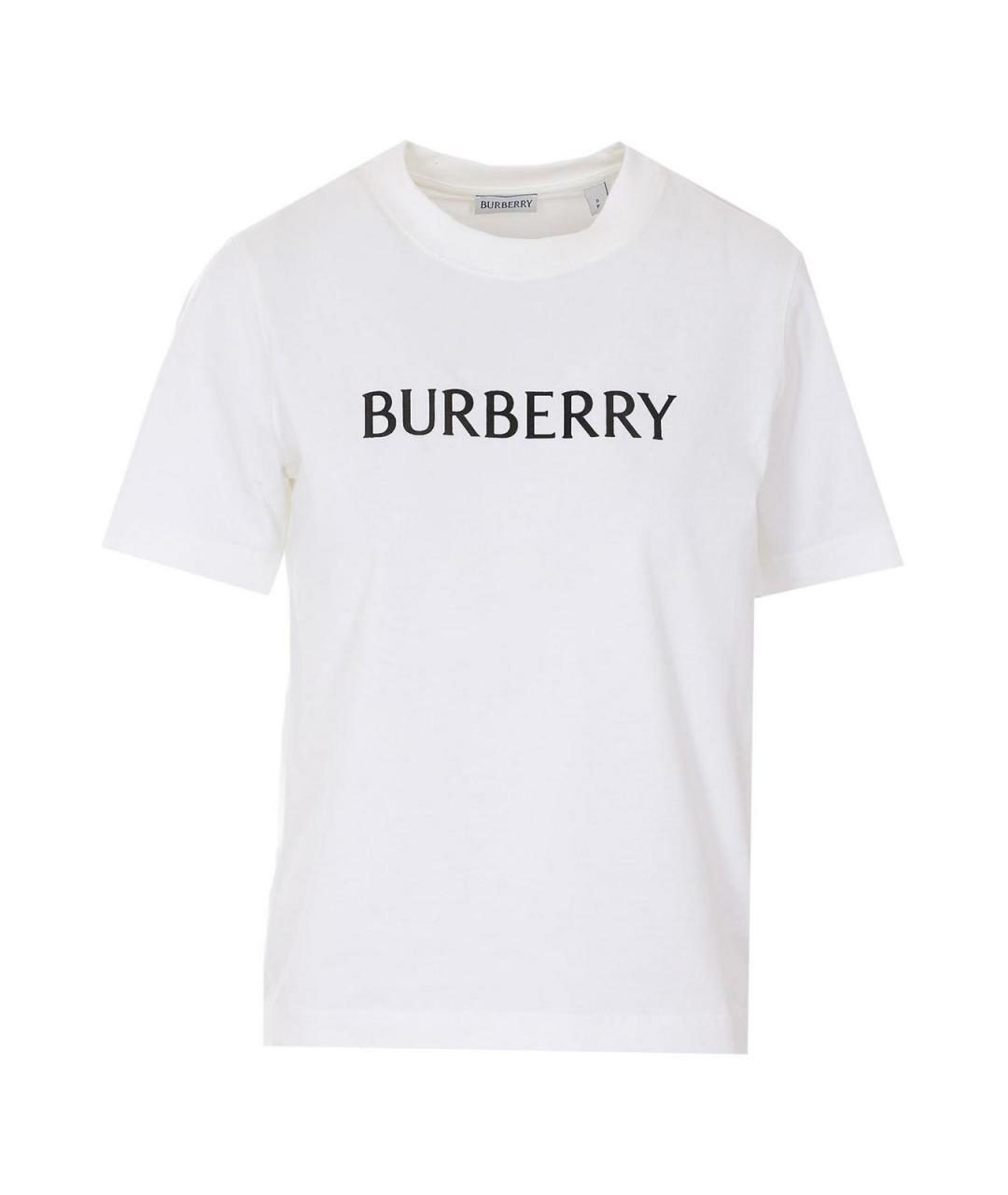 BURBERRY Белая хлопковая футболка, фото 1