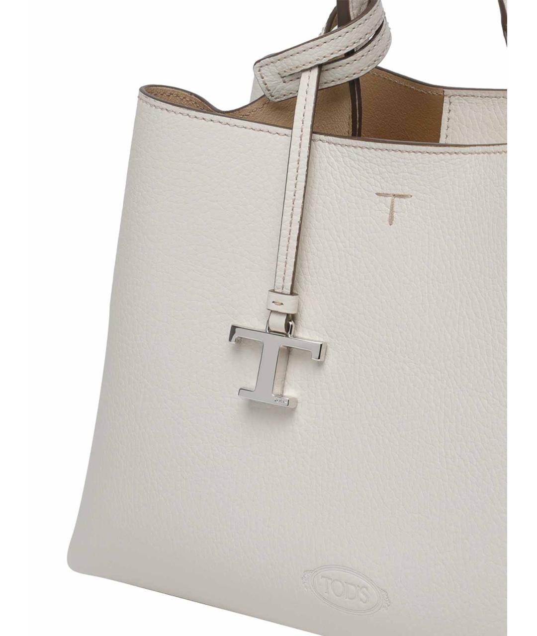 TOD'S Белая кожаная сумка тоут, фото 4