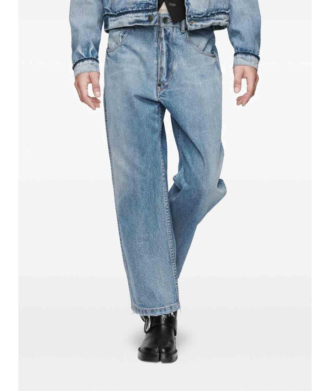 MAISON MARGIELA Синие хлопковые прямые джинсы, фото 4