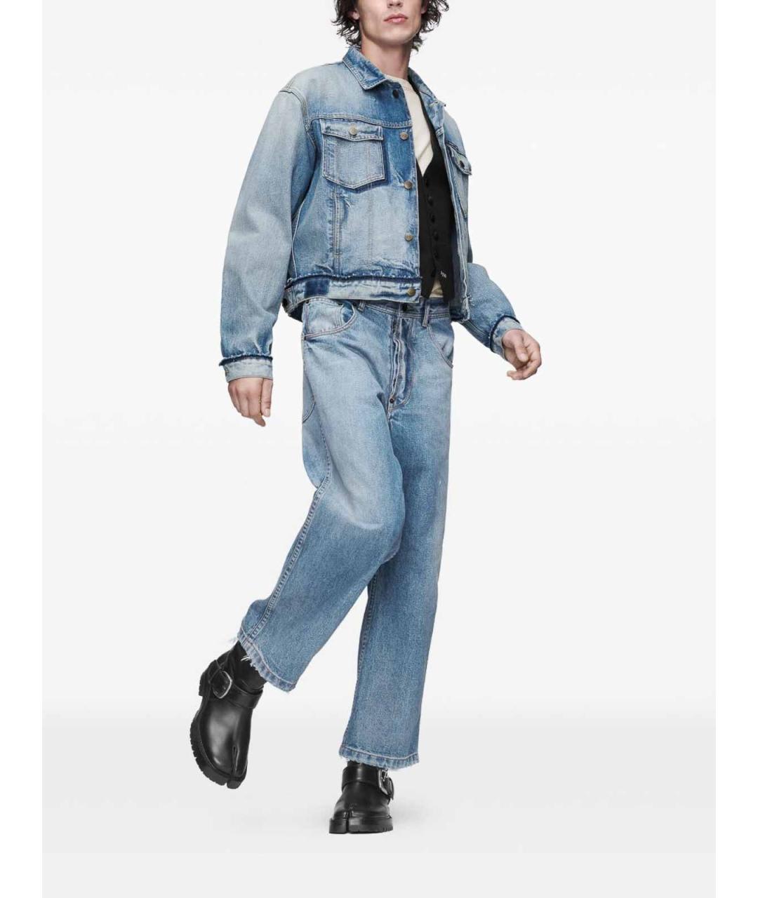 MAISON MARGIELA Синие хлопковые прямые джинсы, фото 2