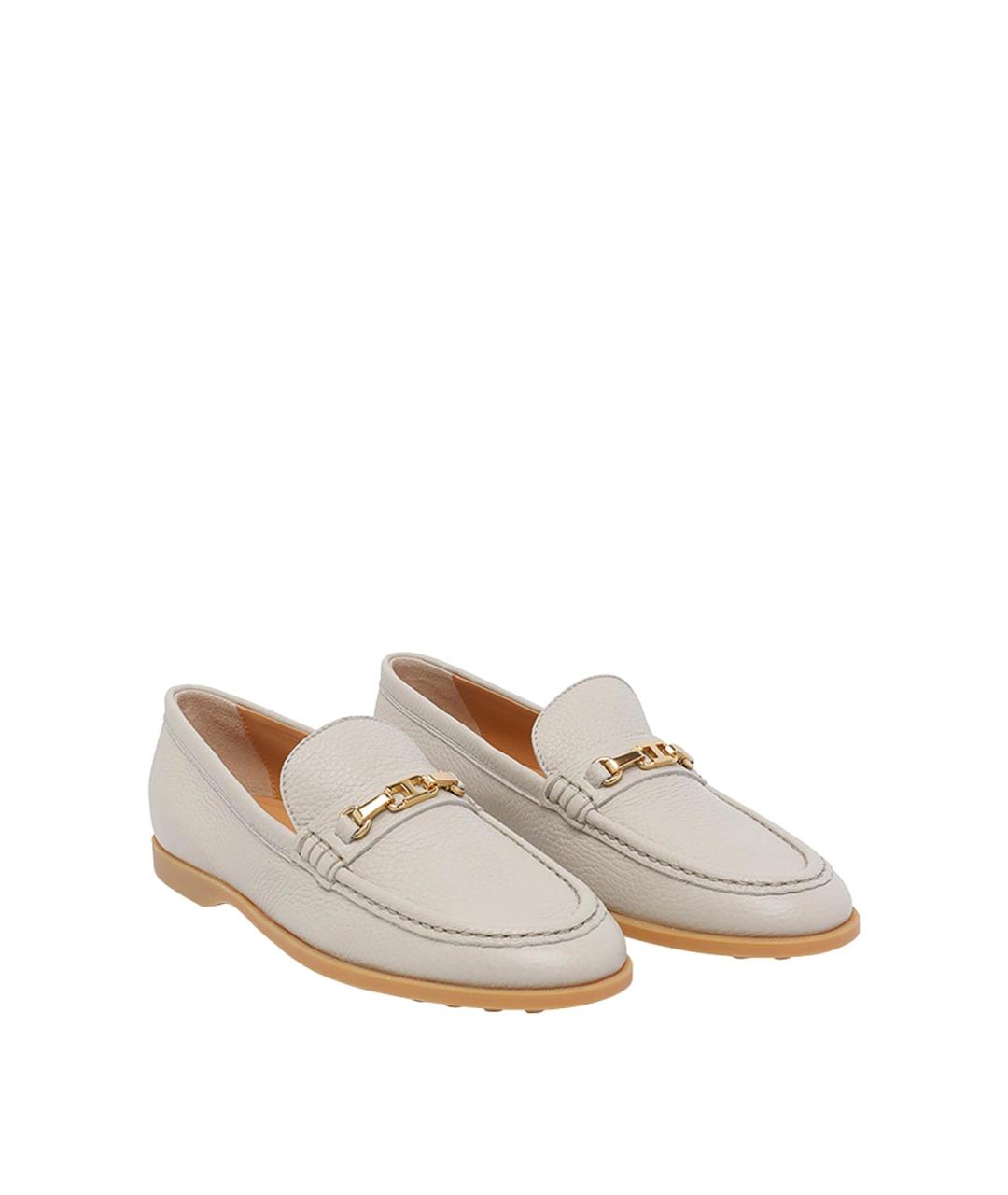 TOD'S Белые кожаные лоферы, фото 2