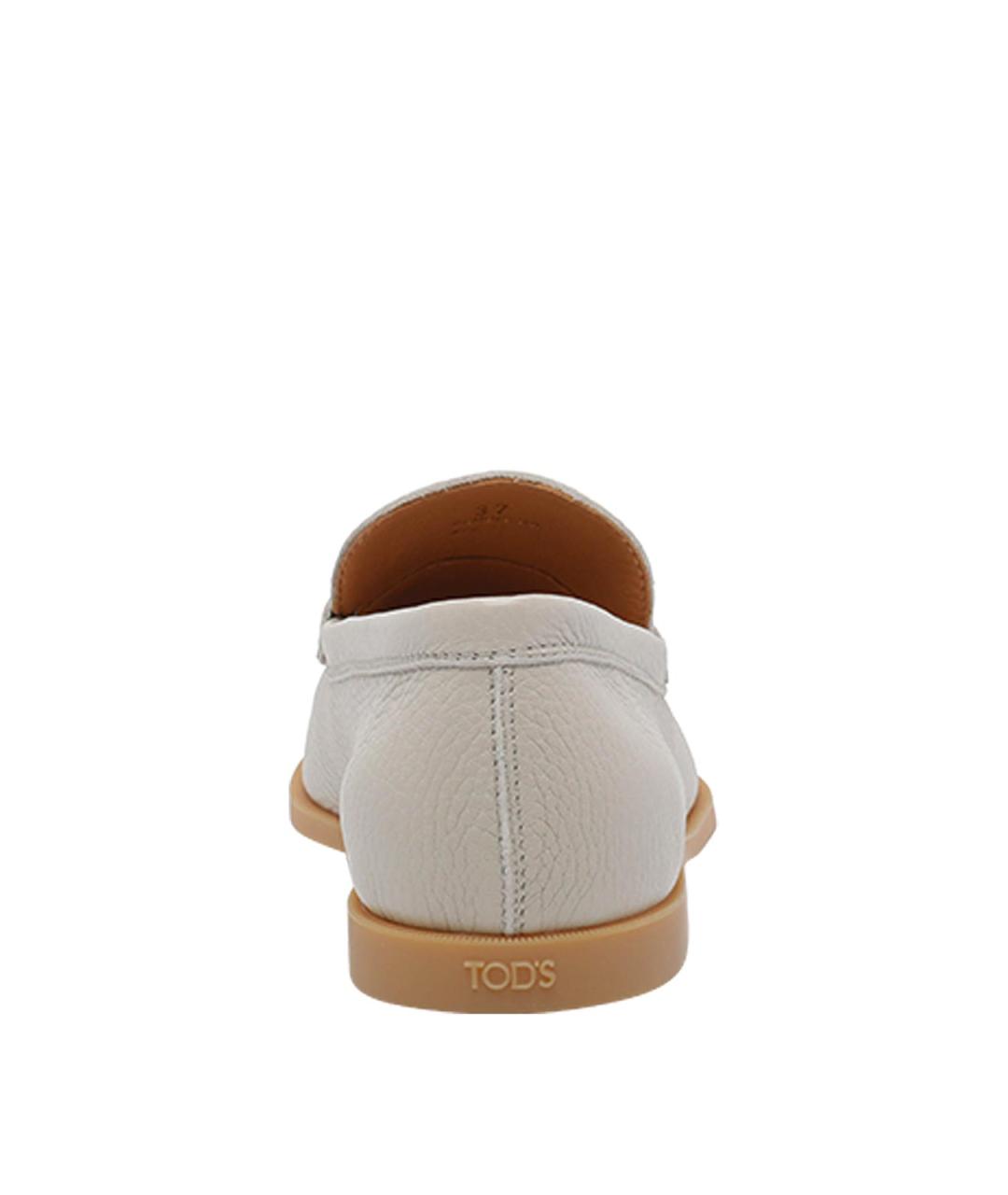TOD'S Белые кожаные лоферы, фото 4
