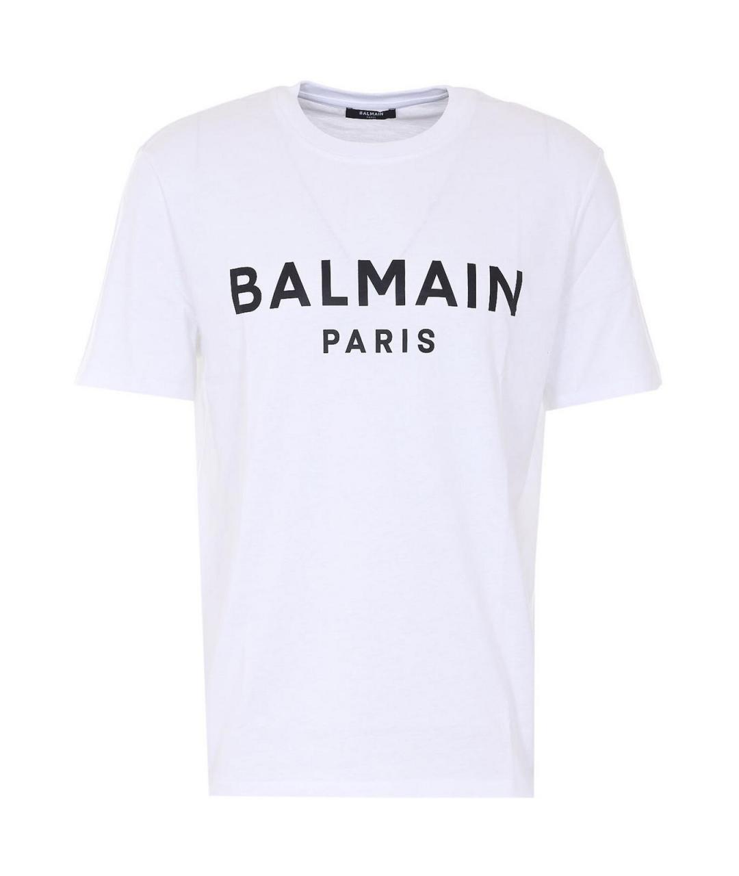 BALMAIN Белая хлопковая футболка, фото 1