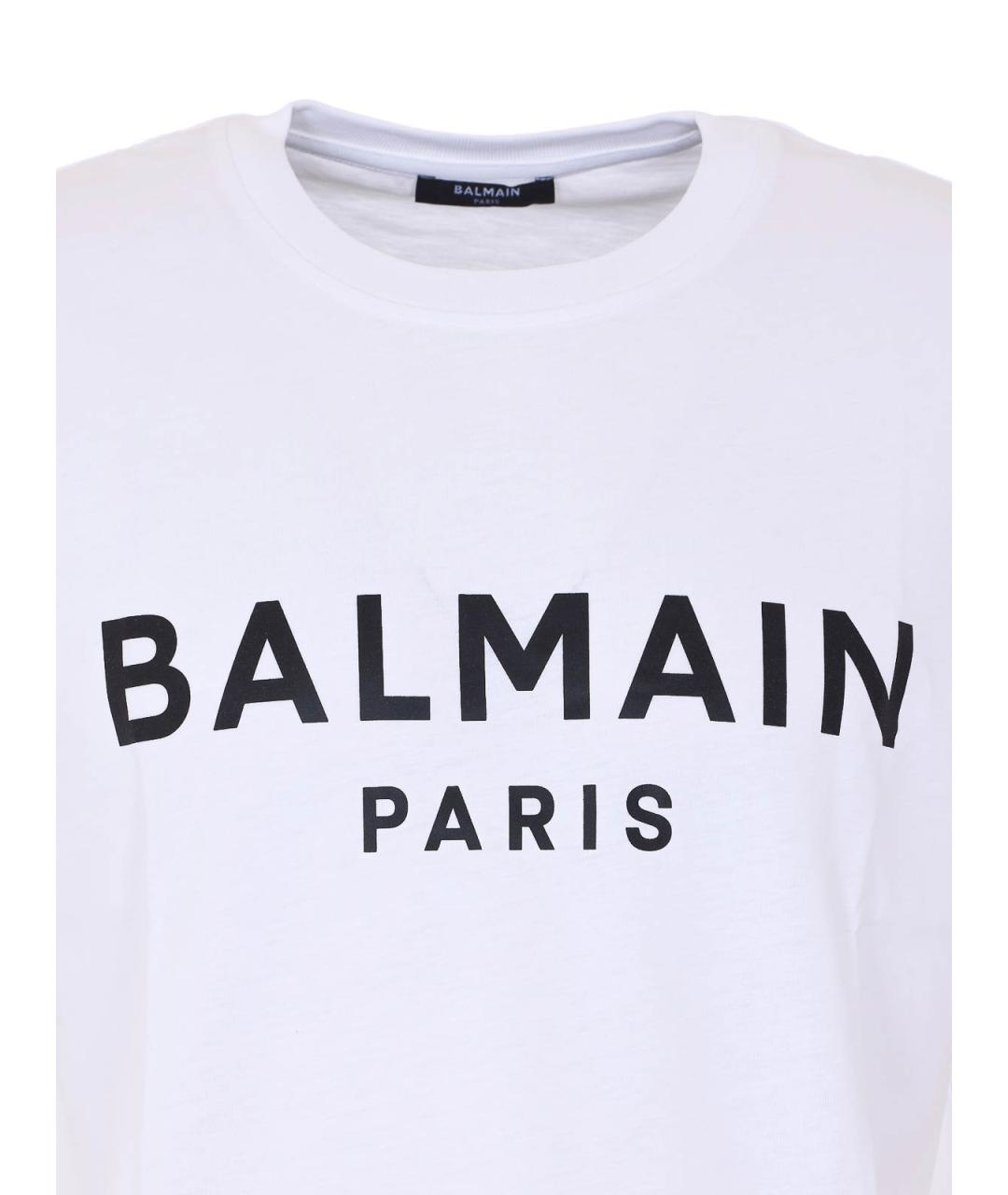 BALMAIN Белая хлопковая футболка, фото 4