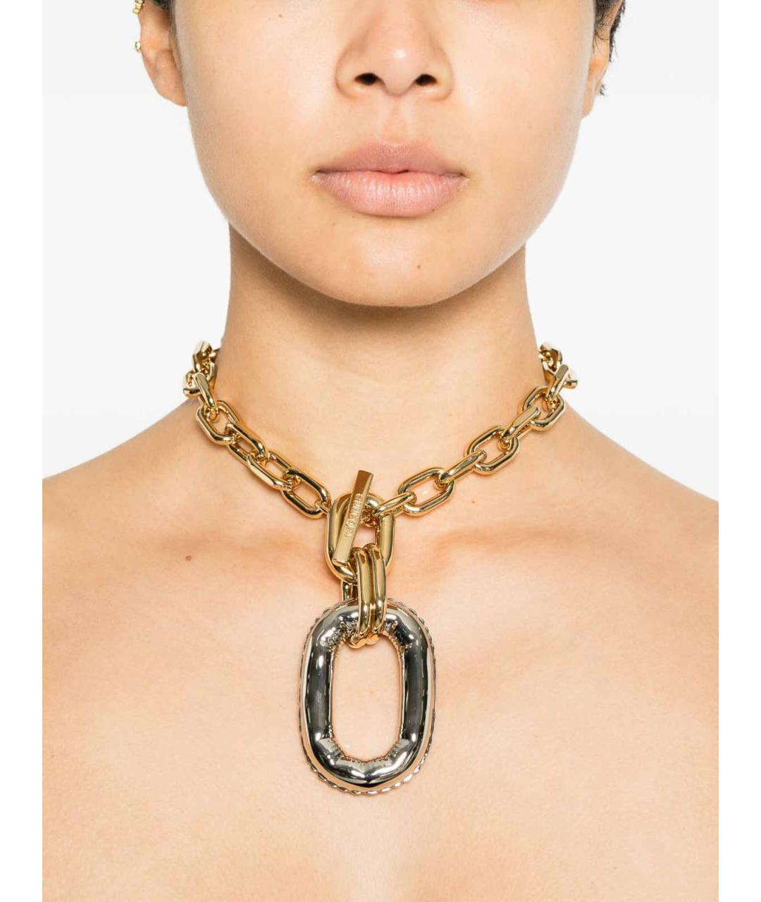 PACO RABANNE Золотое латунное колье, фото 2