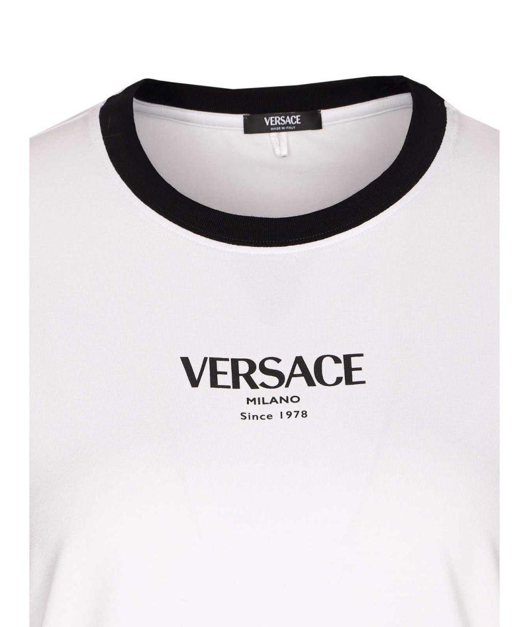 VERSACE Белая хлопковая футболка, фото 4