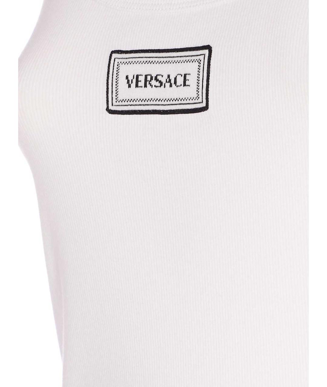 VERSACE Белая хлопко-эластановая майка, фото 3