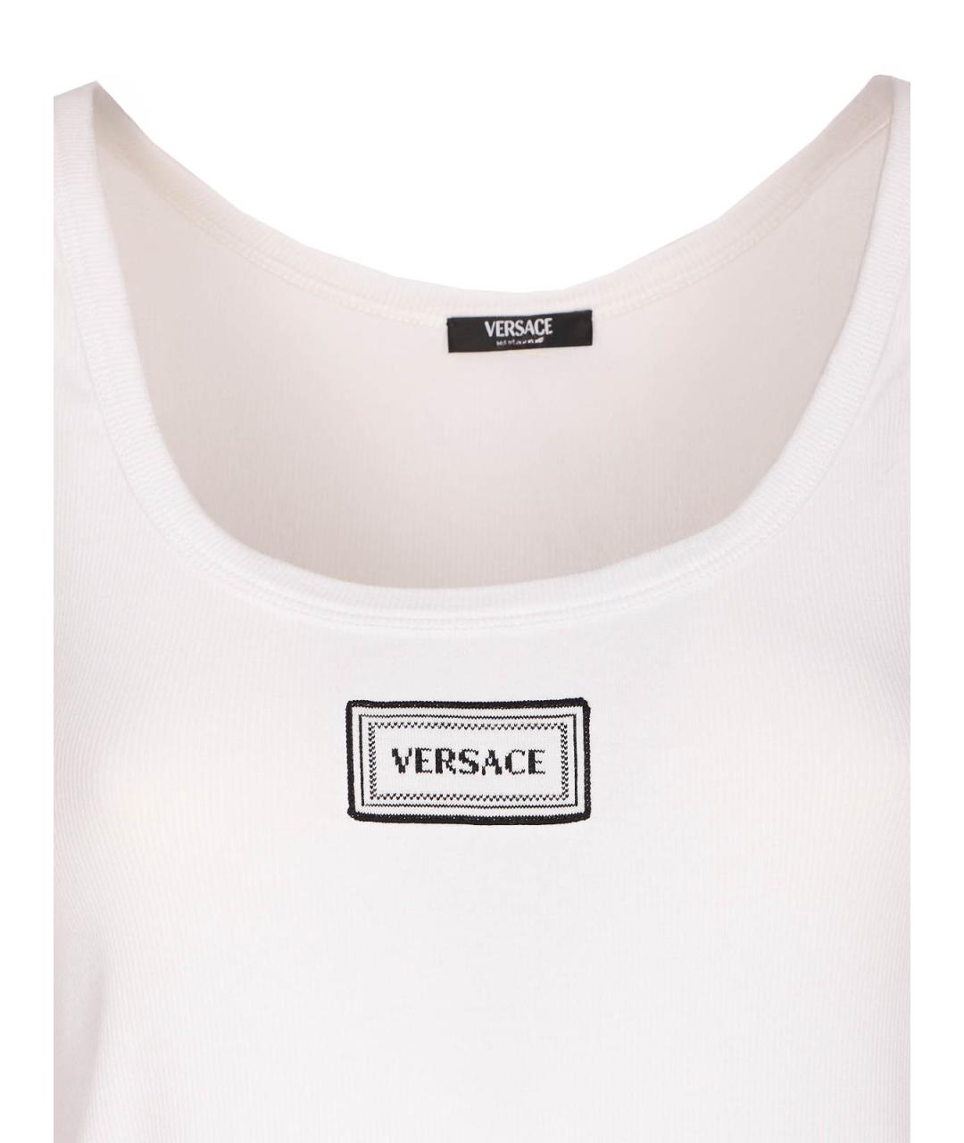 VERSACE Белая хлопко-эластановая майка, фото 4