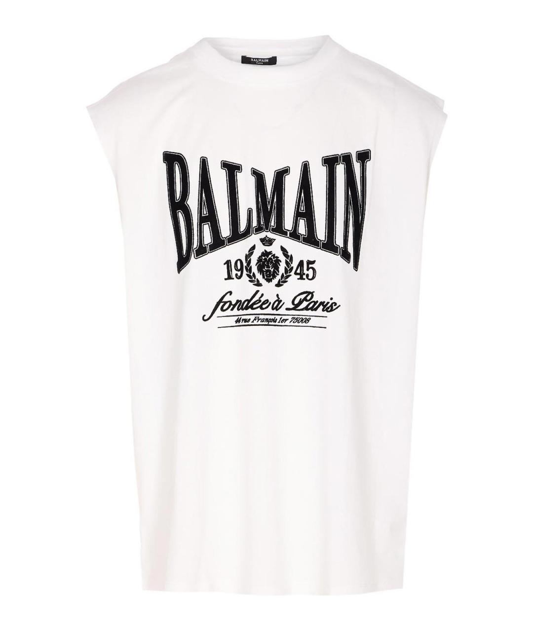 BALMAIN Белая хлопковая майка, фото 1