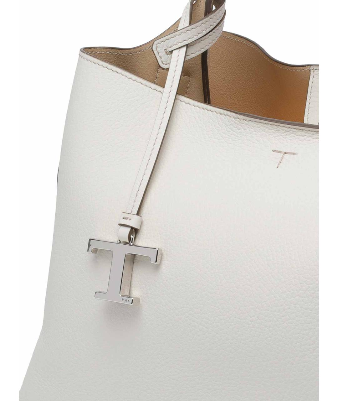 TOD'S Белая кожаная сумка тоут, фото 4