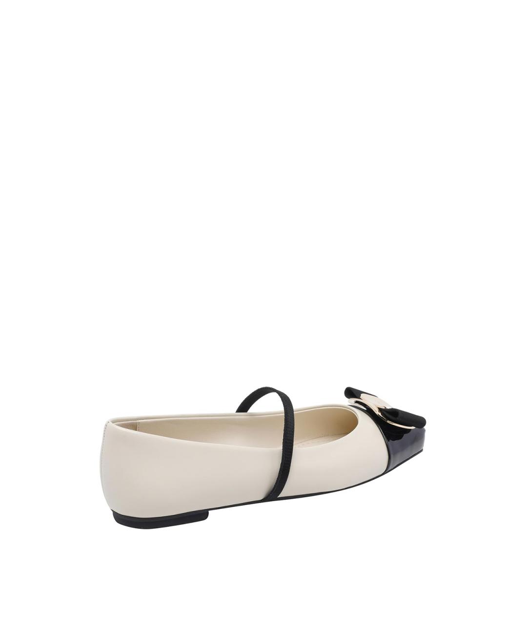 FERRAGAMO Белые кожаные балетки, фото 3