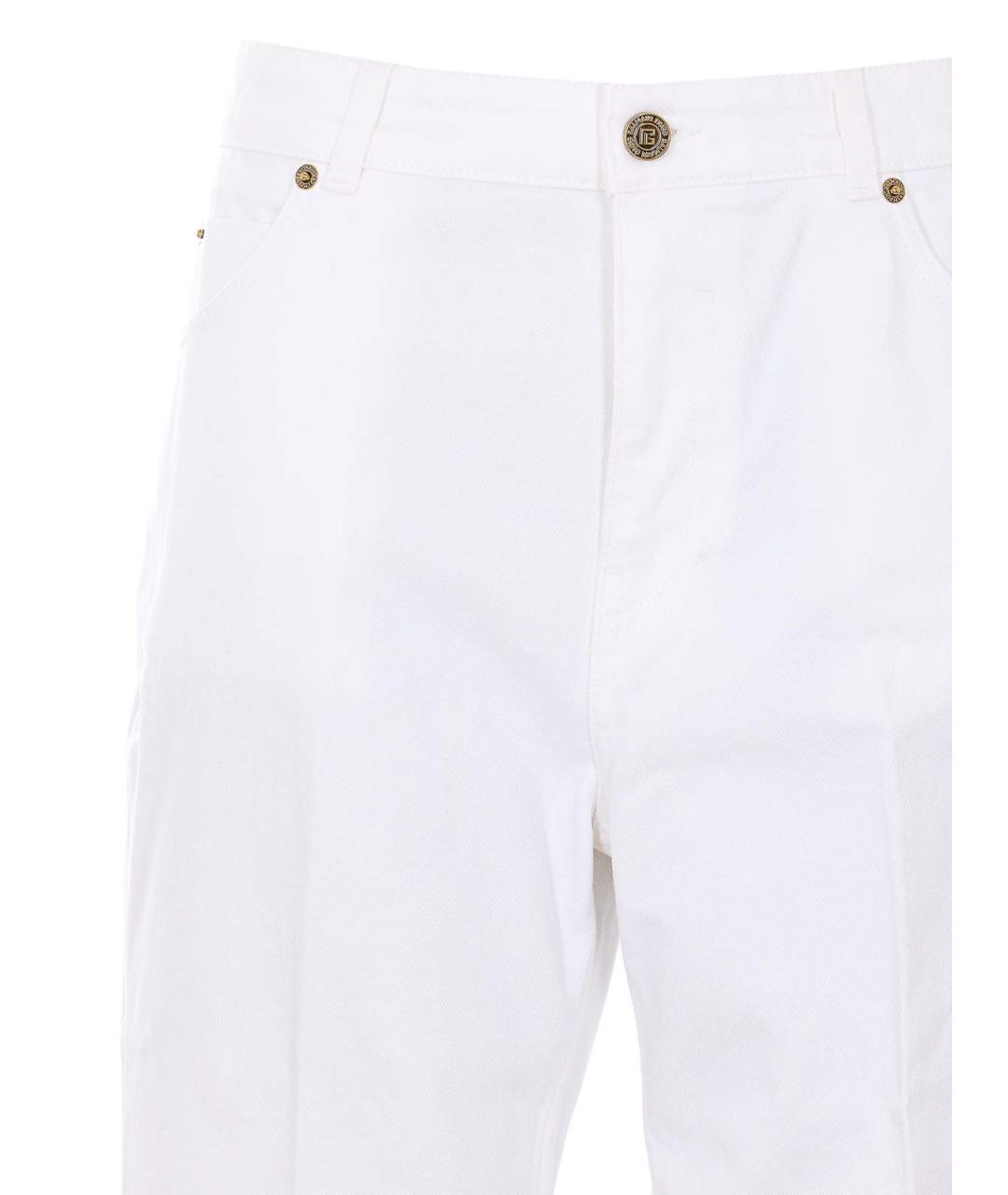 BALMAIN Белые хлопко-полиэстеровые прямые джинсы, фото 4