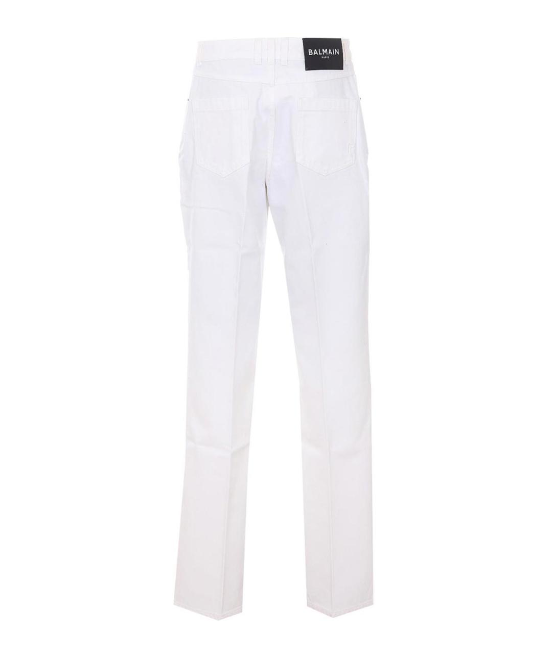 BALMAIN Белые хлопко-полиэстеровые прямые джинсы, фото 2
