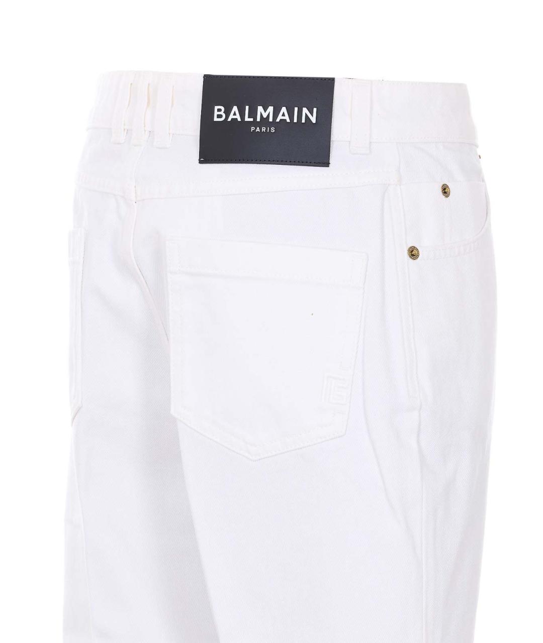 BALMAIN Белые хлопко-полиэстеровые прямые джинсы, фото 3