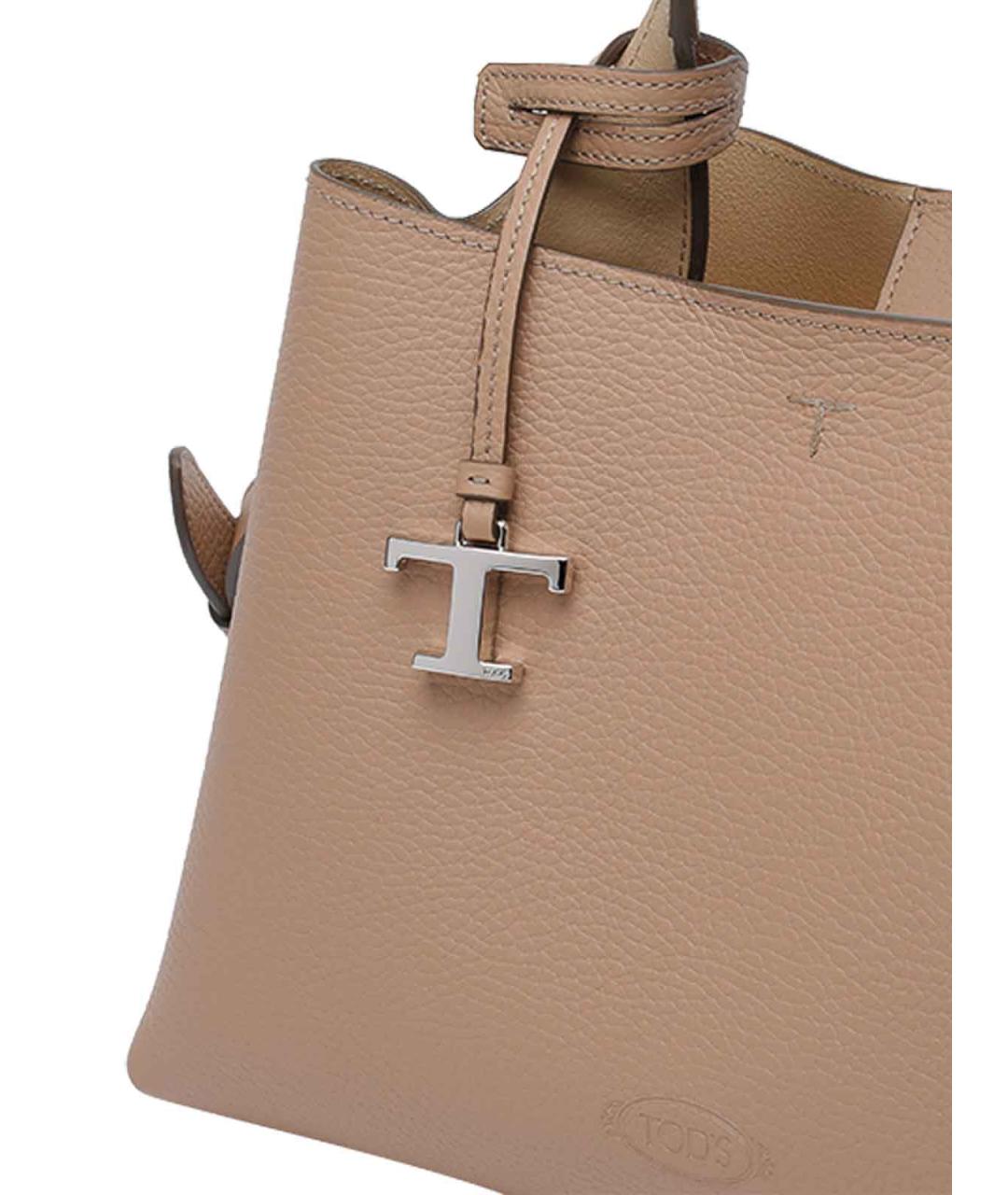 TOD'S Бежевая кожаная сумка тоут, фото 4