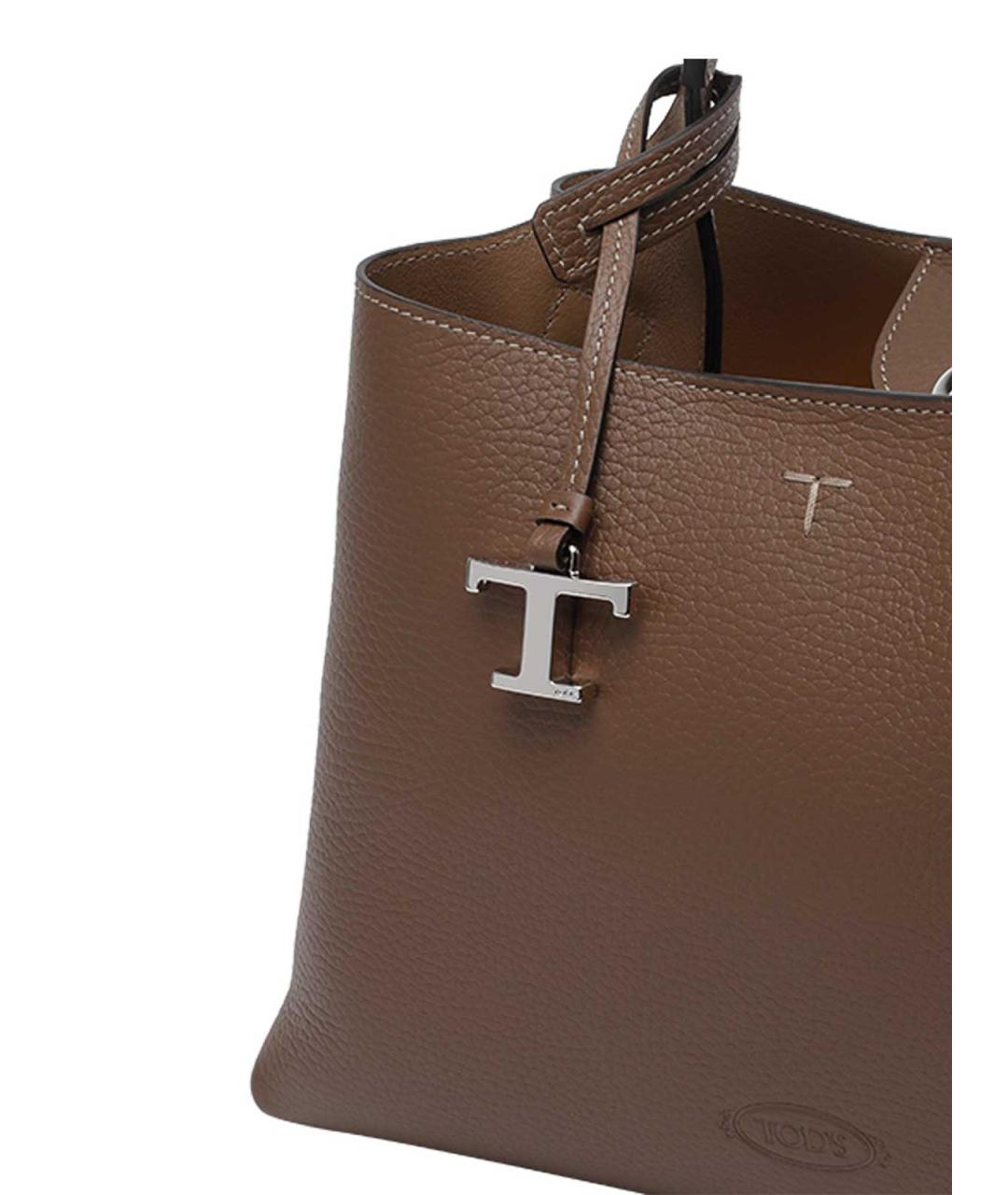 TOD'S Коричневая кожаная сумка тоут, фото 4