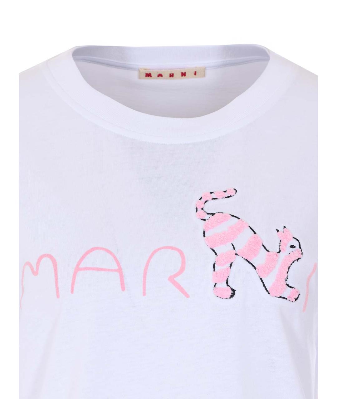MARNI Белая хлопковая футболка, фото 4
